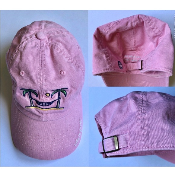 LIFE IS GOOD Chill Cap Hat Baseball Palm Tree Sunset Hammock Pink Women's - Picture 8 of 16